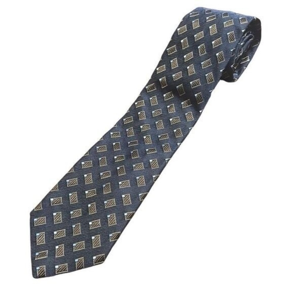 Jos. A. Bank Navy Blue Rectangle Pattern‎ Silk Necktie Men's Business Formal